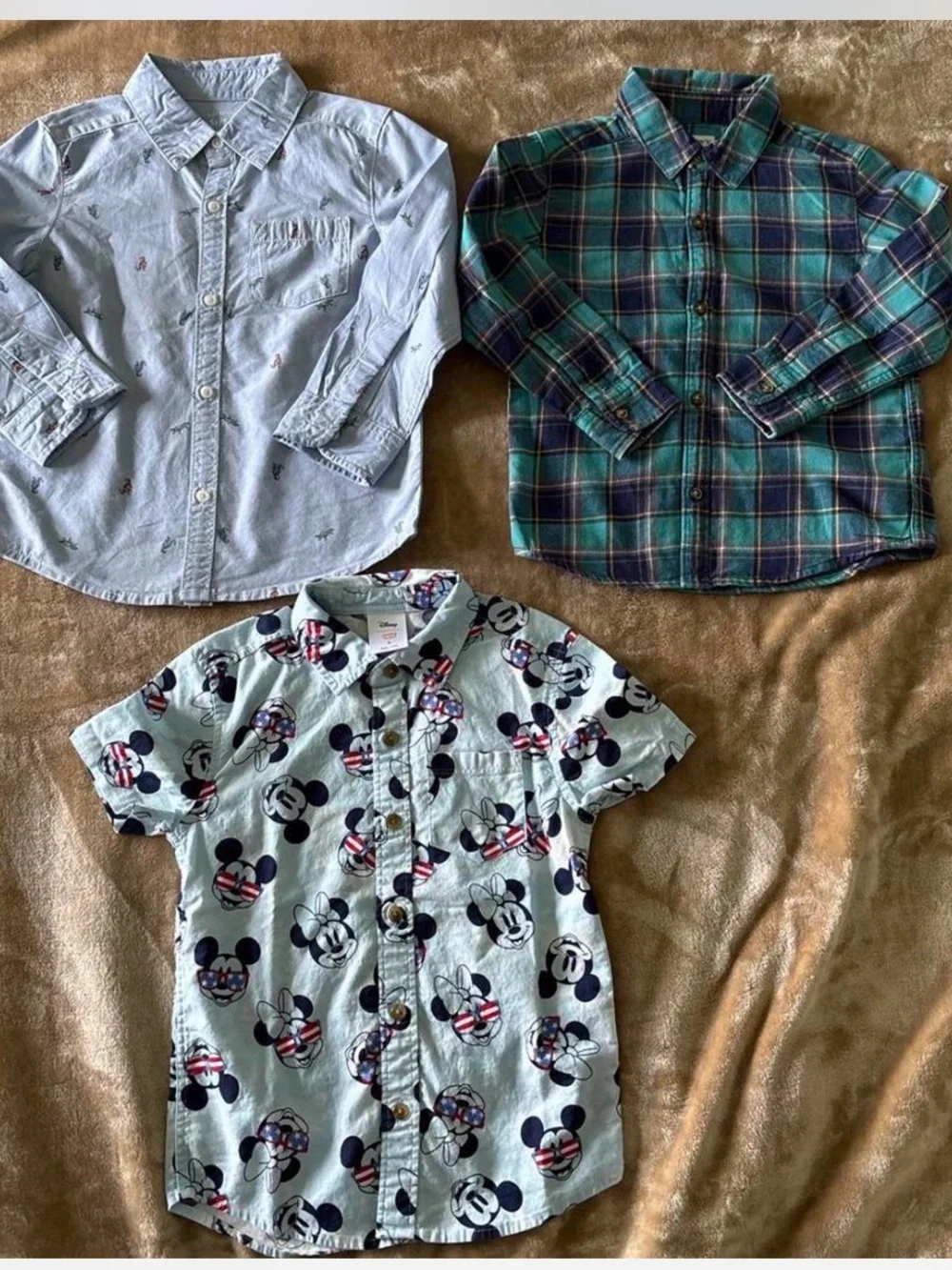 Carter's Light Blue Mickey Mouse Short-Sleeve Button-Down Shirt